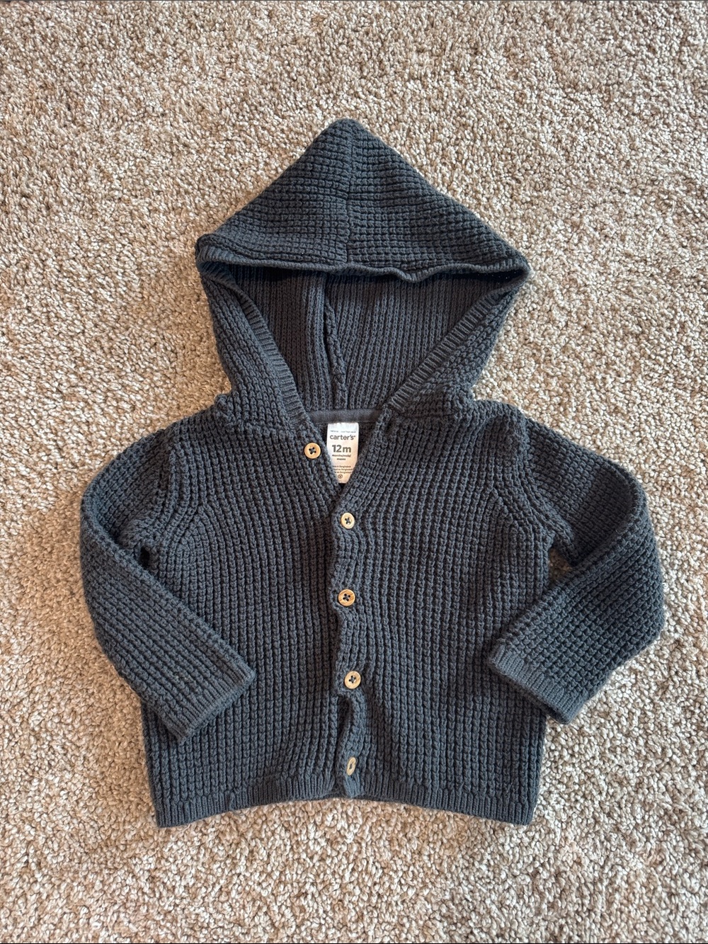 Carter's Charcoal Hooded Knit Cardigan